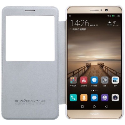 Prabangus „Nillkin“ Qin serijos baltas odinis atverčiamas Huawei Mate 9 dėklas - knygutė / Priedai.lt