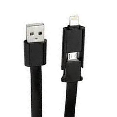 „Forever“ 2 IN 1 USB juodas laidas (micro USB ir Lightning) / Priedai.lt