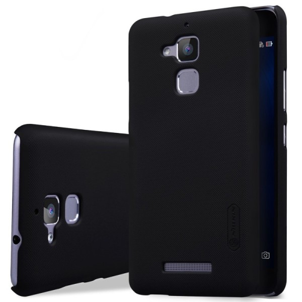 „Nillkin“ Frosted Shield dėklas - juodas + apsauginė ekrano plėvelė (Zenfone 3 Max)