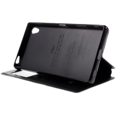 Roar Noble atverčiamas Sony Xperia Z5 Premium (Sony Xperia Z5 Premium Dual) juodas odinis dėklas / Priedai.lt