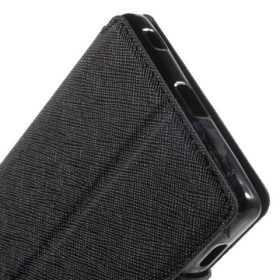 Sony Xperia Z5 Premium (Sony Xperia Z5 Premium Dual) „Roar“ Diary juodas odinis atverčiamas dėklas - piniginė / Priedai.lt
