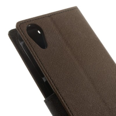 HTC Desire 820 „Mercury“ rudas odinis atverčiamas dėklas - piniginė / Priedai.lt