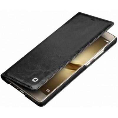 Huawei P9 (Huawei Ascend P9) „QIALINO“ atverčiamas juodas odinis dėklas - knygutė / Priedai.lt