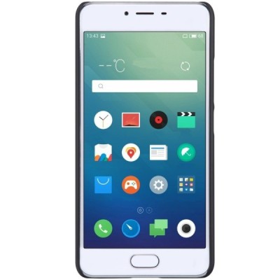 Meizu M3s Nillkin Frosted Shield juodas plastikinis dėklas + apsauginė ekrano plėvelė / Priedai.lt