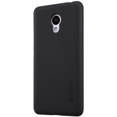 Meizu M3s Nillkin Frosted Shield juodas plastikinis dėklas + apsauginė ekrano plėvelė / Priedai.lt