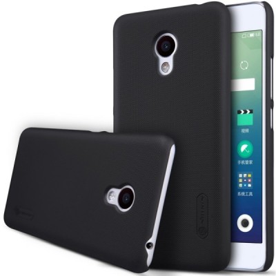 Meizu M3s Nillkin Frosted Shield juodas plastikinis dėklas + apsauginė ekrano plėvelė / Priedai.lt