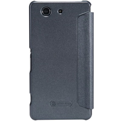 Sony Xperia Z3 Compact pilkas odinis atverčiamas Nillkin Sparkle dėklas / Priedai.lt