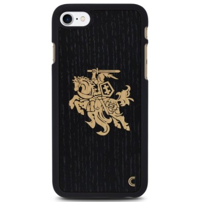 Apple iPhone 7 (iPhone 8) „Crafted Cover“ Juodas Vytis natūralaus medžio dėklas (šviesus medis) / Priedai.lt