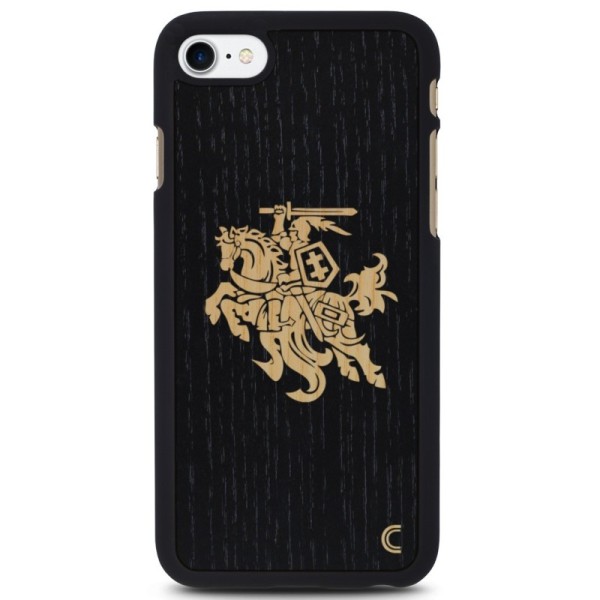 „Crafted Cover“ natūralaus medžio dėklas - Juodas Vytis (iPhone 7 / 8 / SE 2020 / SE 2022)