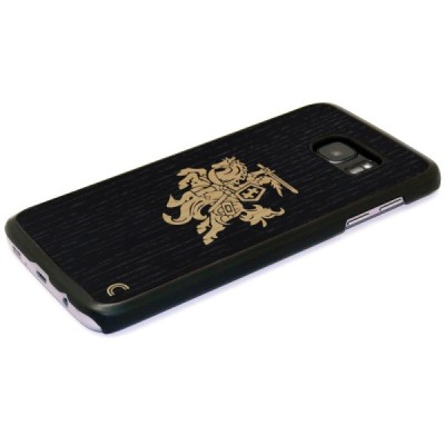 Samsung Galaxy S7 Edge „Crafted Cover“ Juodas Vytis natūralaus medžio dėklas (šviesus medis) / Priedai.lt