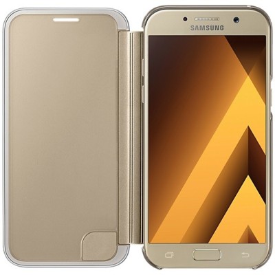 Samsung Galaxy A5 2016 (A520) originalus Clear View Cover atverčiamas auksinis dėklas / Priedai.lt