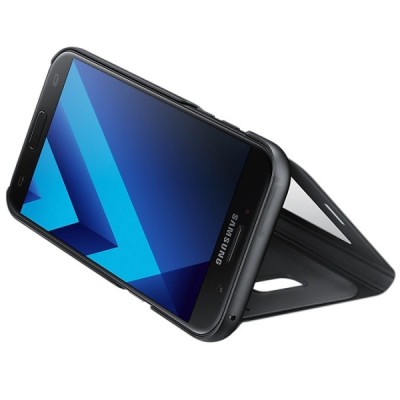 Samsung Galaxy A5 (2017) A520 originalus S View Cover atverčiamas juodas dėklas su langeliu / Priedai.lt