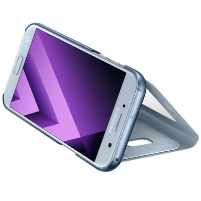 Samsung Galaxy A5 (2017) A520 originalus S View Cover atverčiamas šviesiai mėlynas dėklas su langeliu / Priedai.lt