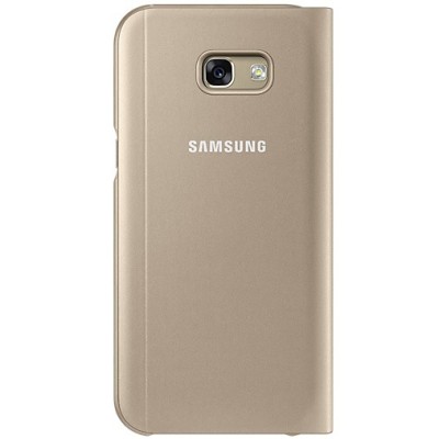 Samsung Galaxy A5 (2017) A520 originalus S View Cover atverčiamas auksinis dėklas su langeliu / Priedai.lt