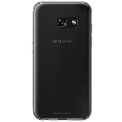Samsung Galaxy A3 2017 (A320) Clear Cover skaidrus (permatomas) kieto silikono TPU ploniausias pasaulyje bespalvis dėklas / Prie
