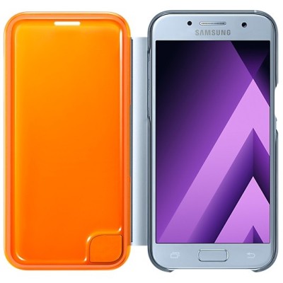Samsung Galaxy A3 (2017) A320 originalus Neon Flip Cover EF-FA320 atverčiamas šviesiai mėlynas odinis dėklas - piniginė / Prieda