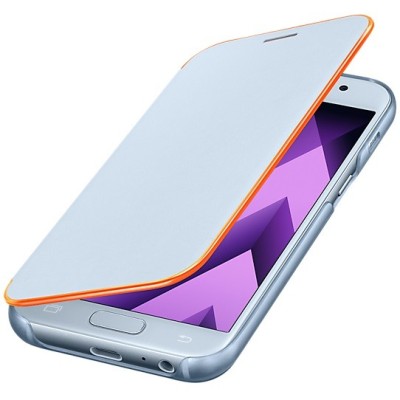 Samsung Galaxy A3 (2017) A320 originalus Neon Flip Cover EF-FA320 atverčiamas šviesiai mėlynas odinis dėklas - piniginė / Prieda