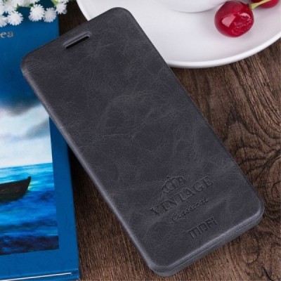 „Mofi“ Vintage serijos Huawei Honor 8 juodas odinis atverčiamas dėklas / Priedai.lt