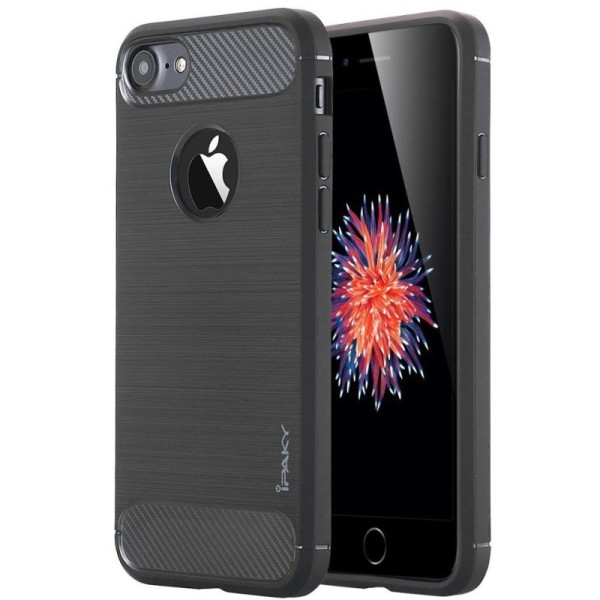 „IPAKY FASHION“ kieto silikono (TPU) dėklas - juodas (iPhone 7 / 8 / SE 2020 / SE 2022)