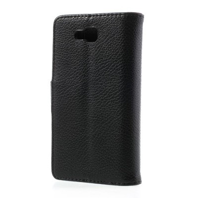 LG Optimus L9 Dual  D410 atverčiamas juodas odinis Litchi dėklas - piniginė / Priedai.lt