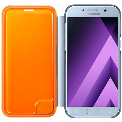 Samsung Galaxy A5 (2017) A520 originalus Neon Flip Cover EF-FA520 atverčiamas šviesiai mėlynas odinis dėklas - piniginė / Prieda