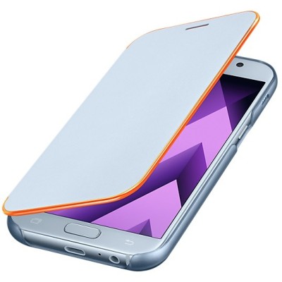 Samsung Galaxy A5 (2017) A520 originalus Neon Flip Cover EF-FA520 atverčiamas šviesiai mėlynas odinis dėklas - piniginė / Prieda