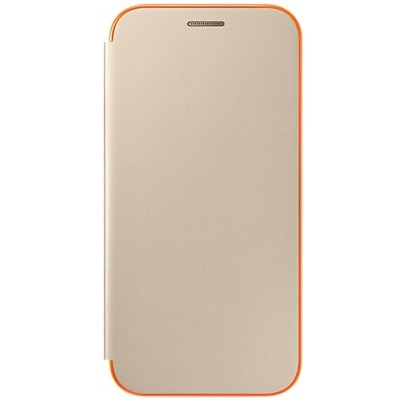 Samsung Galaxy A5 (2017) A520 originalus Neon Flip Cover EF-FA520 atverčiamas auksinis odinis dėklas - piniginė / Priedai.lt