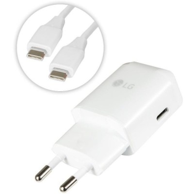 Oficialus LG Type-C baltas įkroviklis (3000 mAh, MCS-N04ER, Europa, originalus) / Priedai.lt