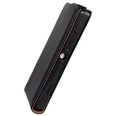 Sony Xperia SP (M35H) klasikinis vertikaliai atverčiamas juodas odinis dėklas / Priedai.lt