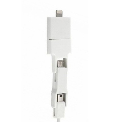 „Bottari“ 4 IN 1 USB baltas laidas (micro USB, mini USB, 30-pin, Lightning) / Priedai.lt