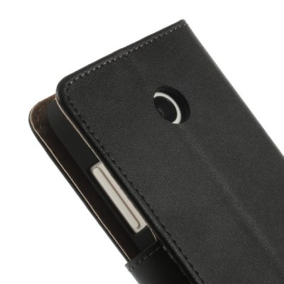 Nokia Lumia 635 atverčiamas juodas odinis dėklas - piniginė / Priedai.lt