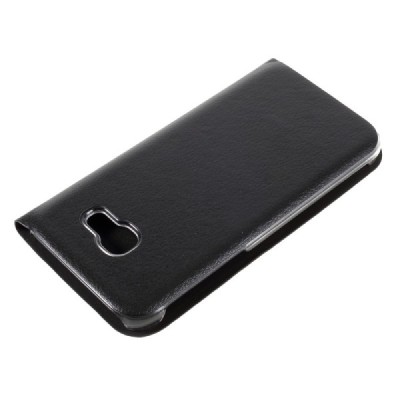 Samsung Galaxy A5 2017 (A520) juodas odinis atverčiamas Smart Wallet dėklas - piniginė / Priedai.lt