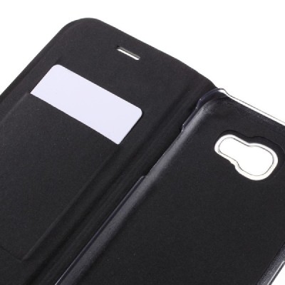 Samsung Galaxy A3 2017 (A320) juodas odinis atverčiamas Smart Wallet dėklas - piniginė / Priedai.lt
