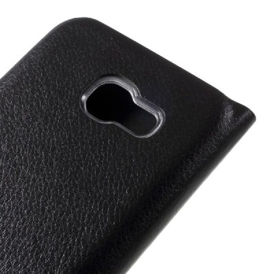Samsung Galaxy A3 2017 (A320) juodas odinis atverčiamas Smart Wallet dėklas - piniginė / Priedai.lt