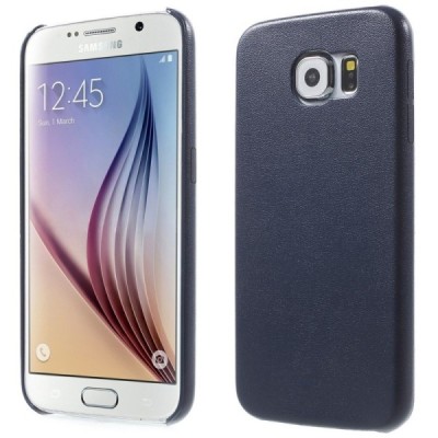 Slim Leather Samsung Galaxy S6 G920F tamsiai mėlynas odinis dėklas - nugarėlė / Priedai.lt