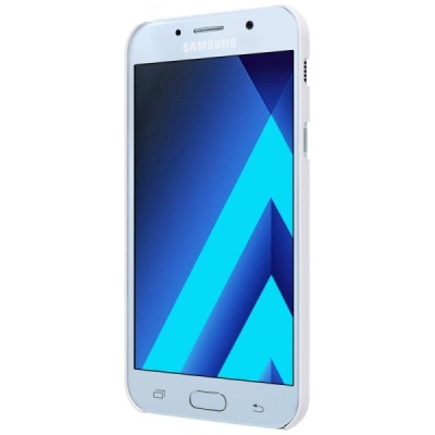 Samsung Galaxy A3 2017 (A320) Nillkin Frosted Shield baltas plastikinis dėklas + apsauginė ekrano plėvelė / Priedai.lt