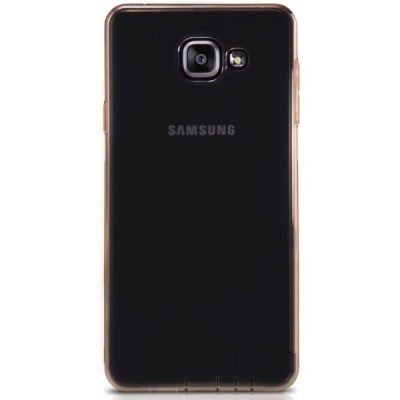 Samsung Galaxy A5 2016 (A510) skaidrus (permatomas) dvigubas kieto silikono TPU ploniausias pasaulyje šviesiai rudas dėklas / Pr