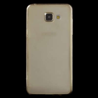 Samsung Galaxy A5 2016 (A510) skaidrus (permatomas) dvigubas kieto silikono TPU ploniausias pasaulyje šviesiai rudas dėklas / Pr