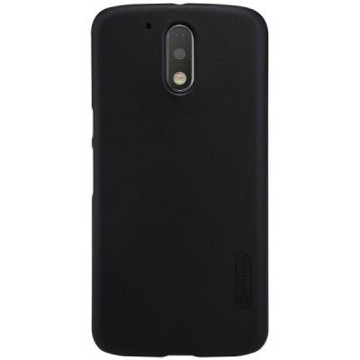 Motorola Moto G4, Moto G4 Plus  Nillkin Frosted Shield juodas plastikinis dėklas + apsauginė ekrano plėvelė / Priedai.lt