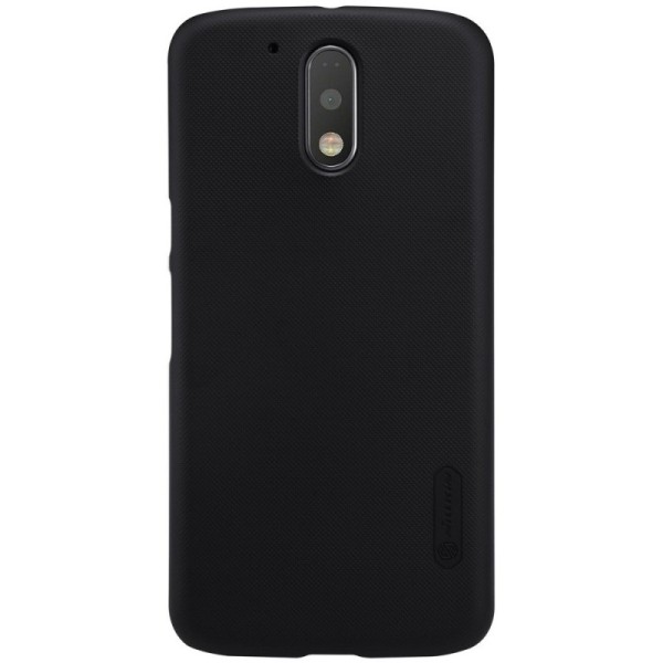 „Nillkin“ Frosted Shield dėklas - juodas + apsauginė ekrano plėvelė (Moto G4 / Moto G4 Plus)