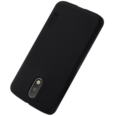 Motorola Moto G4, Moto G4 Plus  Nillkin Frosted Shield juodas plastikinis dėklas + apsauginė ekrano plėvelė / Priedai.lt