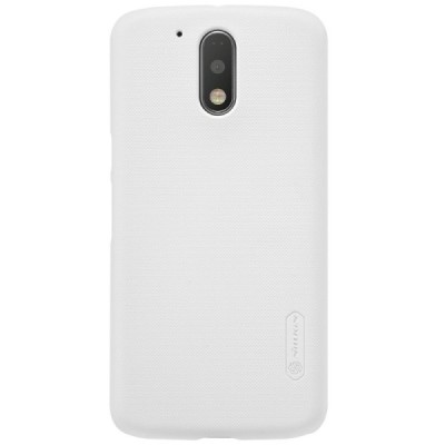 Motorola Moto G4, Moto G4 Plus Nillkin Frosted Shield baltas plastikinis dėklas + apsauginė ekrano plėvelė / Priedai.lt