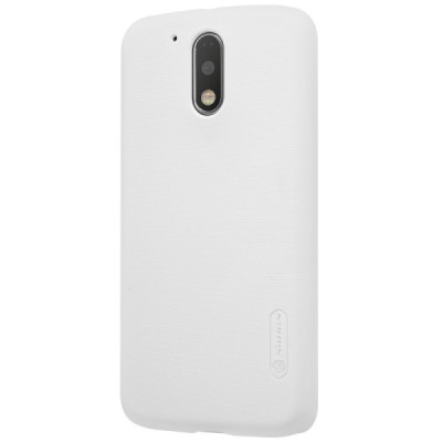 Motorola Moto G4, Moto G4 Plus Nillkin Frosted Shield baltas plastikinis dėklas + apsauginė ekrano plėvelė / Priedai.lt