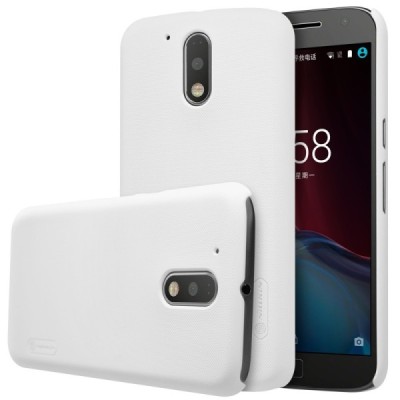 Motorola Moto G4, Moto G4 Plus Nillkin Frosted Shield baltas plastikinis dėklas + apsauginė ekrano plėvelė / Priedai.lt