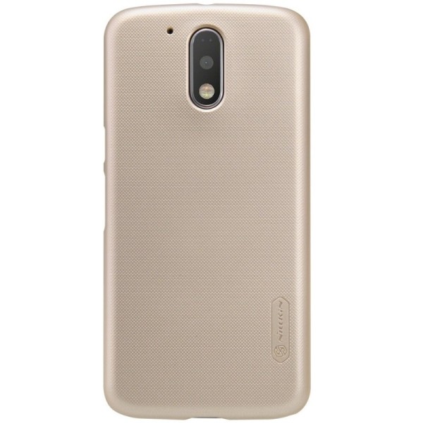 „Nillkin“ Frosted Shield dėklas - auksinis + apsauginė ekrano plėvelė (Moto G4 / Moto G4 Plus)