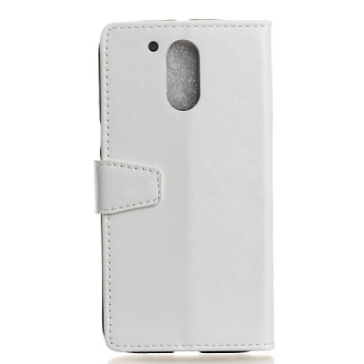 Motorola Moto G4, Moto G4 Plus atverčiamas baltas odinis dėklas, knygutė - piniginė / Priedai.lt