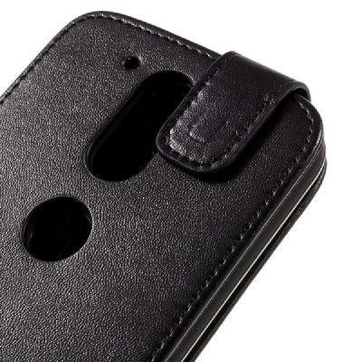 Motorola Moto G4, Moto G4 Plus klasikinis vertikaliai atverčiamas juodas odinis dėklas / Priedai.lt