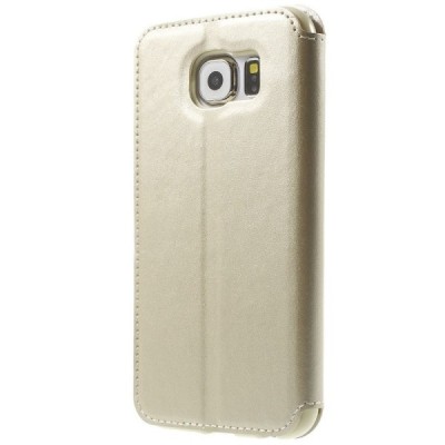Roar Noble atverčiamas Samsung Galaxy S6 (G9200) auksinis odinis dėklas / Priedai.lt