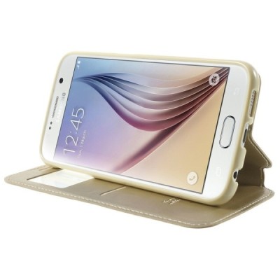 Roar Noble atverčiamas Samsung Galaxy S6 (G9200) auksinis odinis dėklas / Priedai.lt