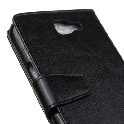 LG K3 (K100) atverčiamas juodas odinis dėklas - piniginė / Priedai.lt